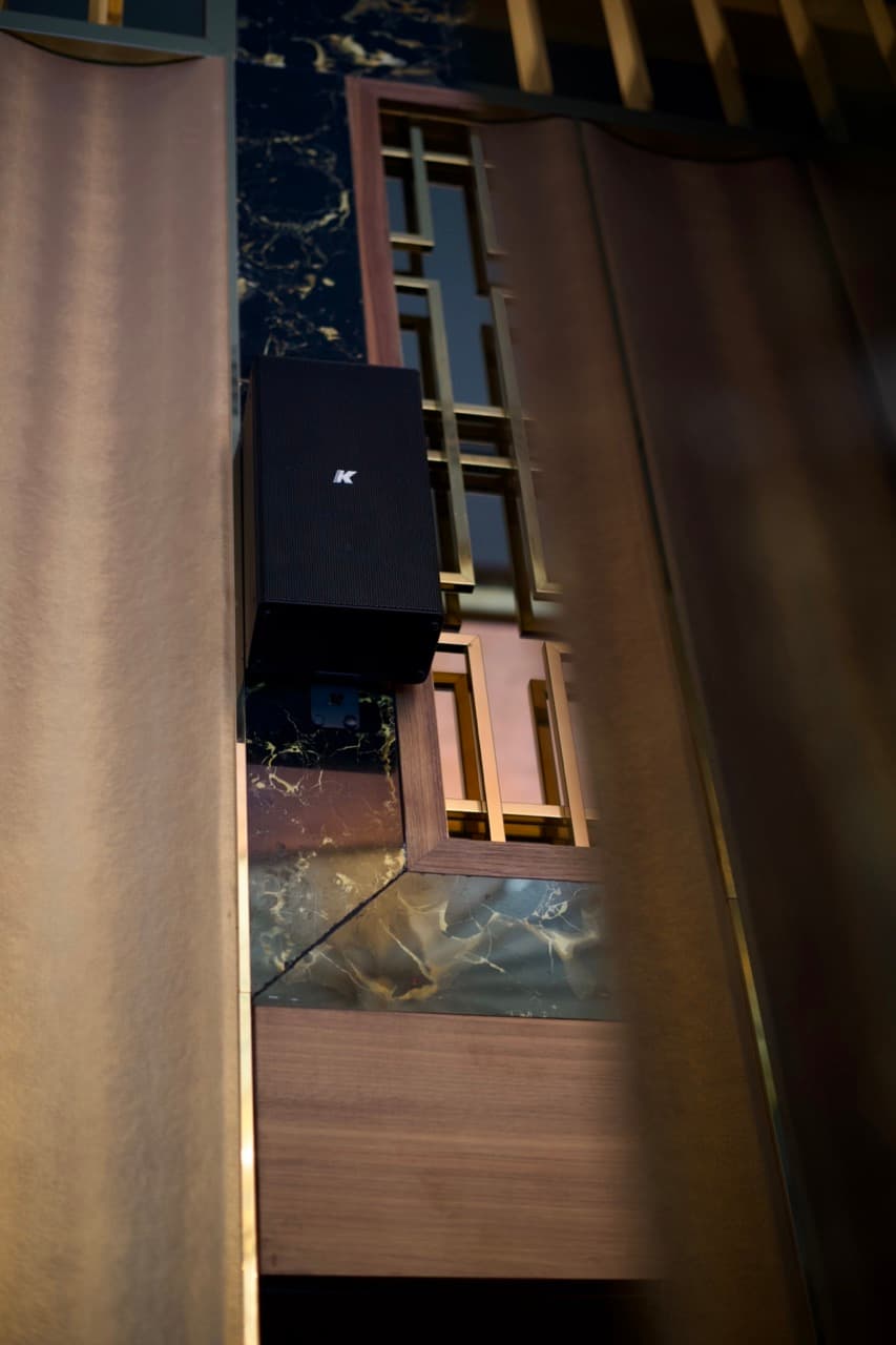 Bar lounge zones deliver energetic sound. Flexible control enhances peak service atmosphere.